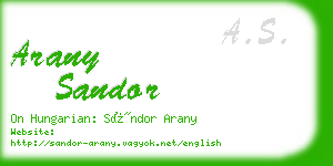 arany sandor business card